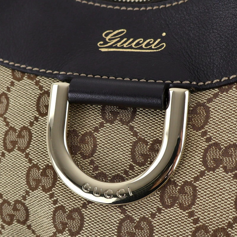 Gucci GG Canvas Hobo Bag Shoulder Tote Handbag Beige Brown Leather One - Picture 6 of 11